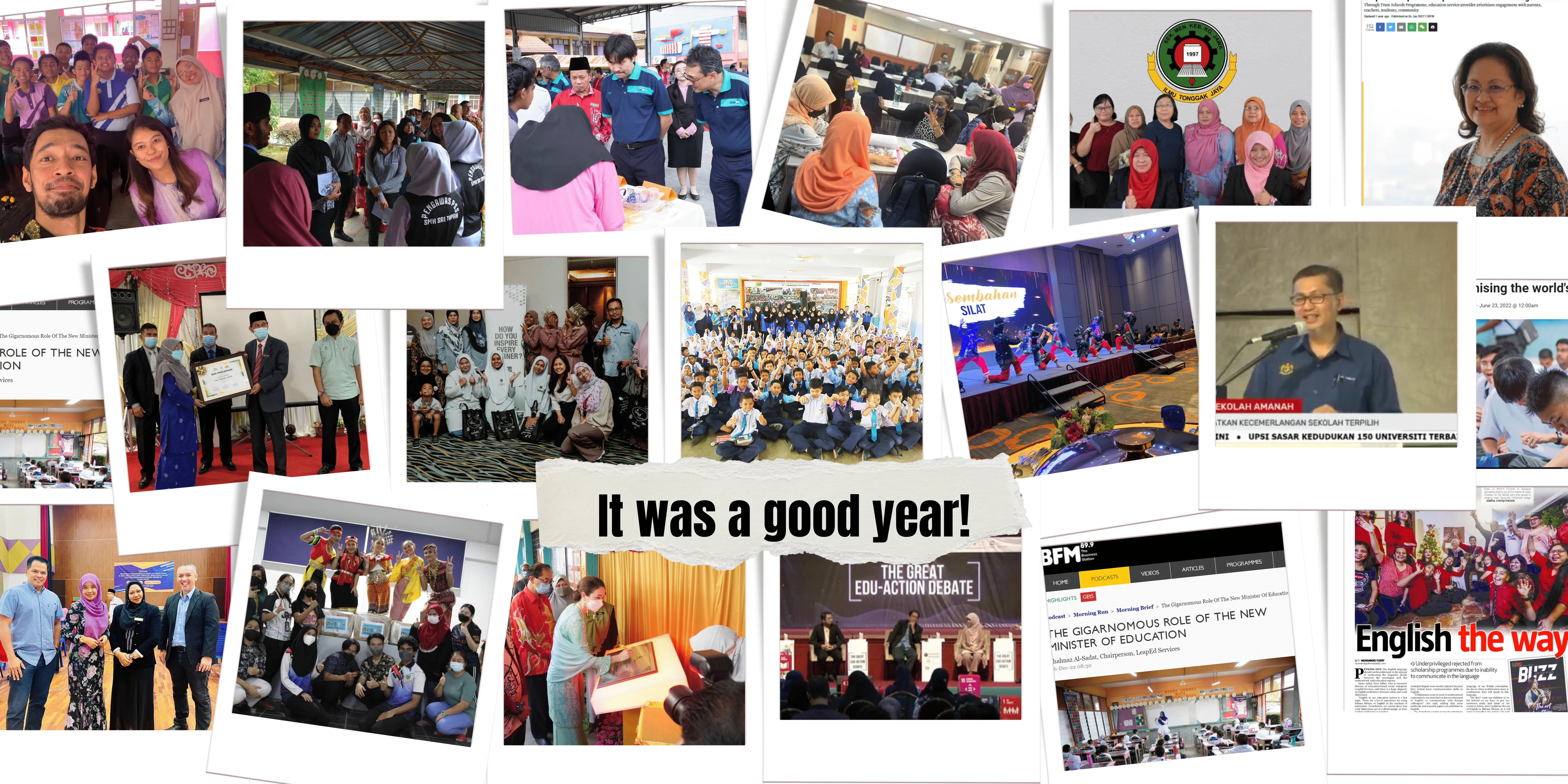 A collage of photographs from LeapEd’s programmes in 2022