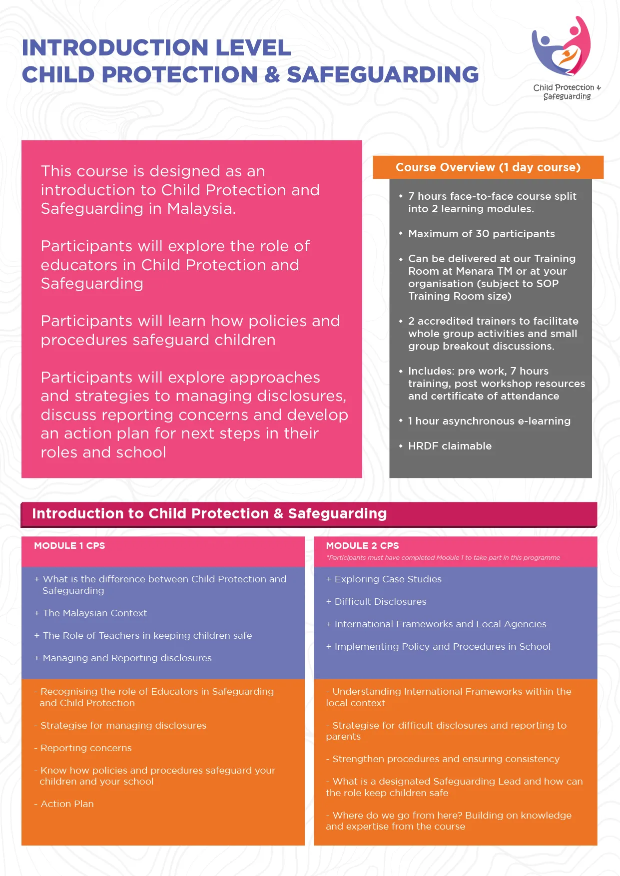 Introduction level Child Protection and Safeguarding training overview