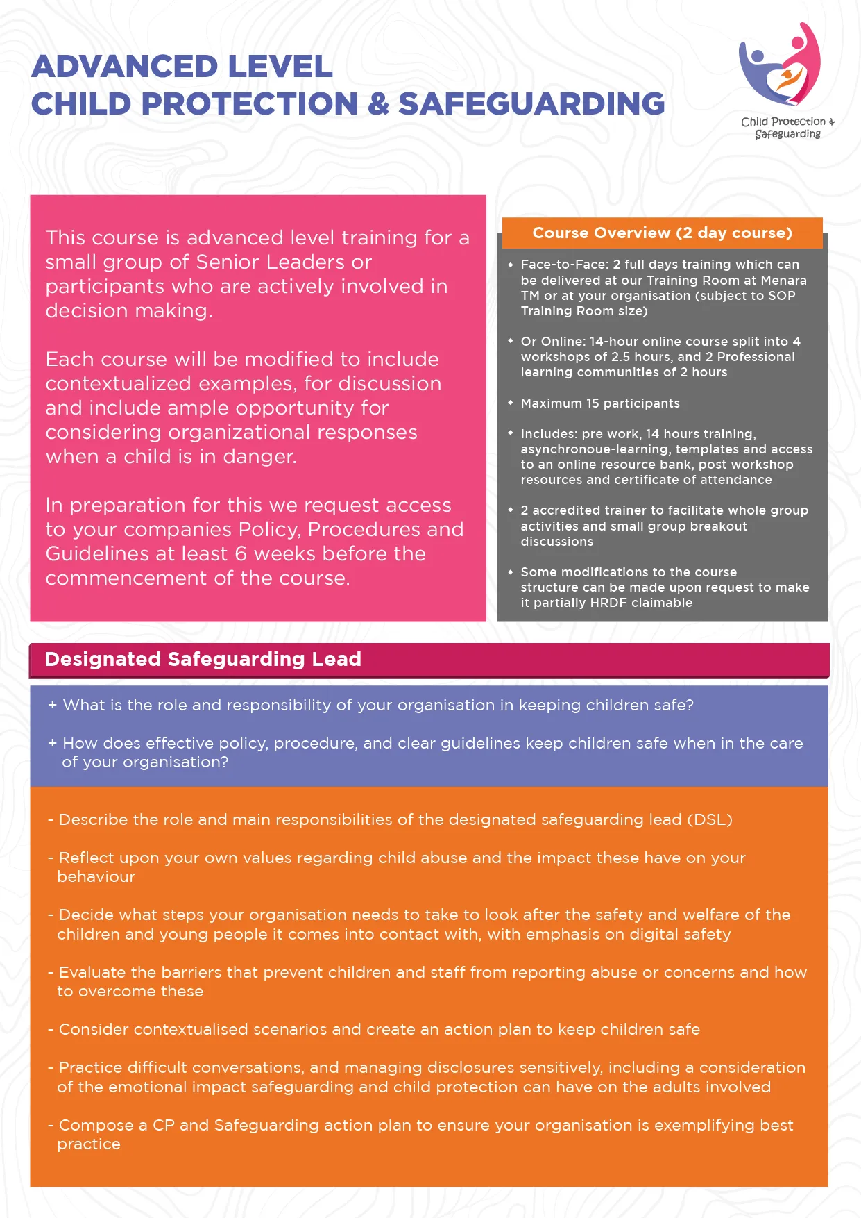 Advanced level Child Protection and Safeguarding training overview